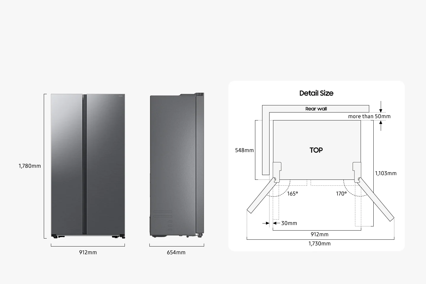 Dimension and Specification Samsung 583L SBS